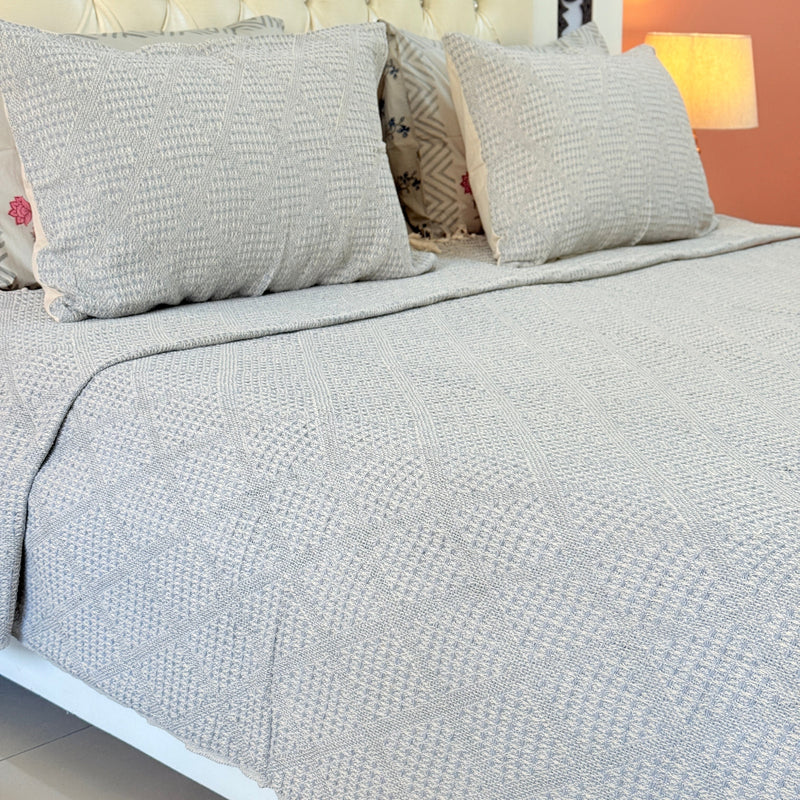 Threaded Calm South Cotton Weave Bedcover (Pastel Blue)