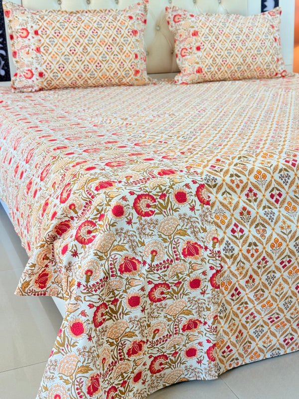 Floral Muse Ajrakh Hand Blocked Sheet