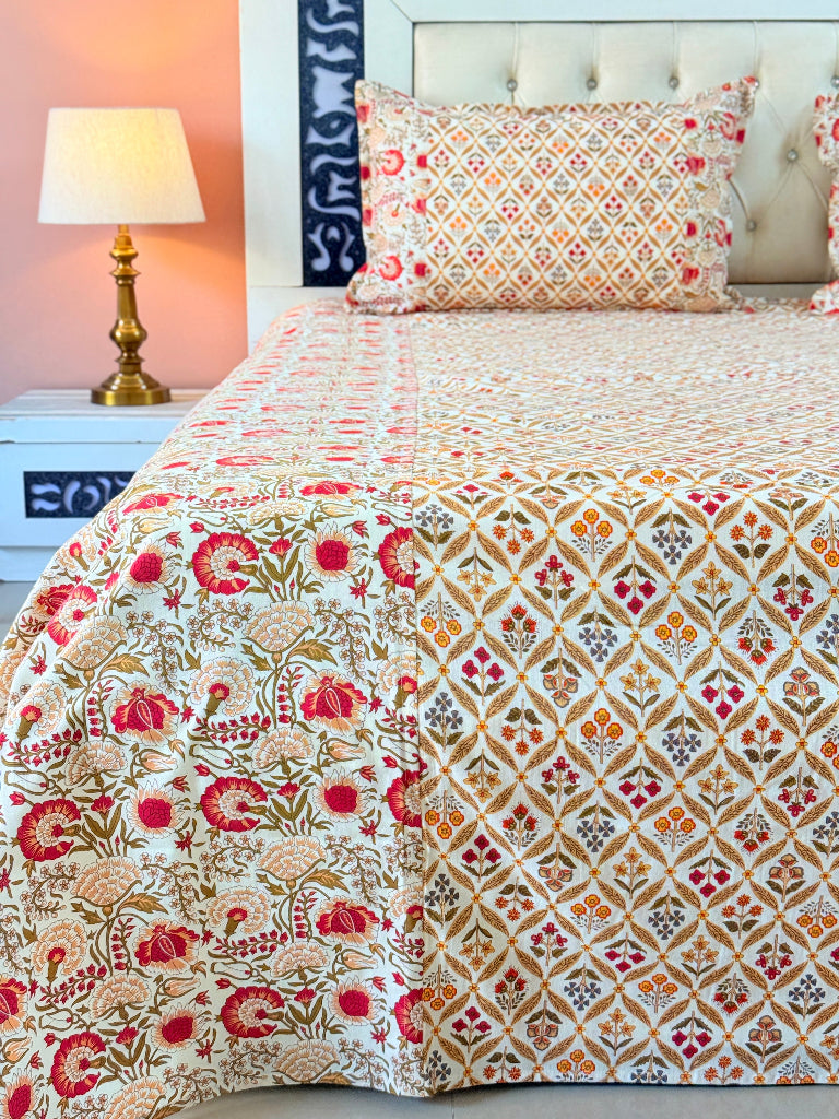 Floral Muse Ajrakh Hand Blocked Sheet