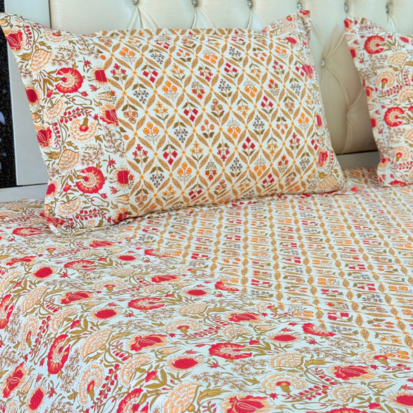 Floral Muse Ajrakh Hand Blocked Sheet