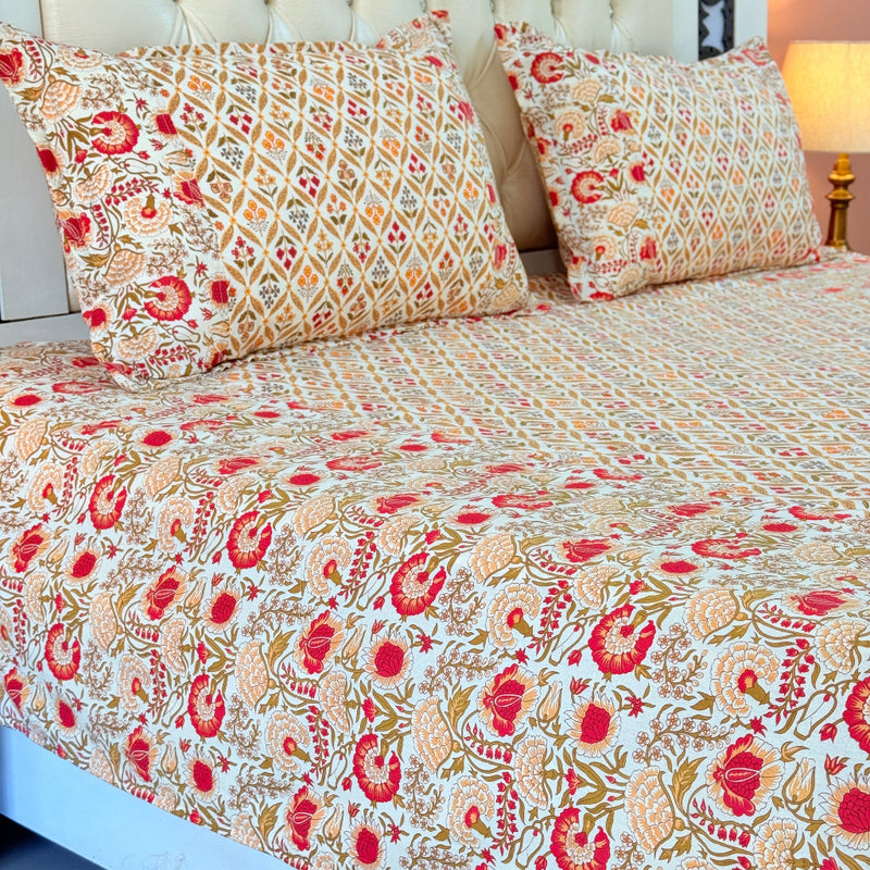 Floral Muse Ajrakh Hand Blocked Sheet