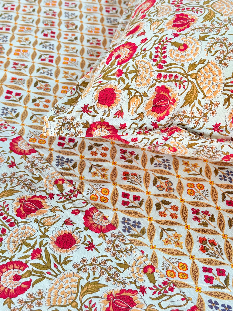 Floral Muse Ajrakh Hand Blocked Sheet