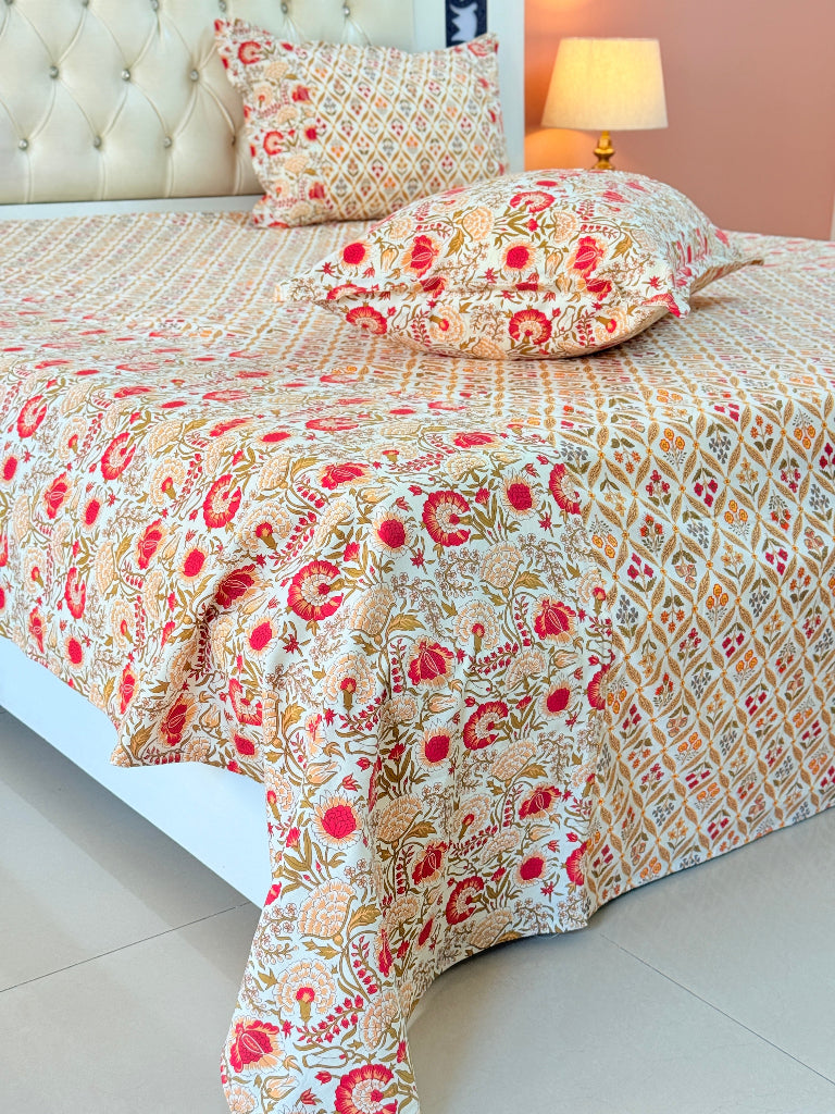 Floral Muse Ajrakh Hand Blocked Sheet