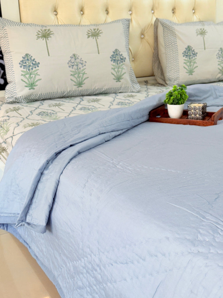 Powder Blue Double Handcrafted Quilt