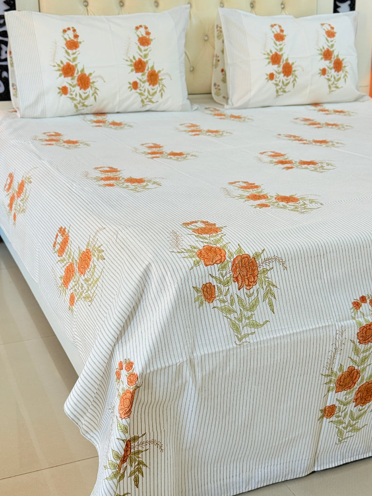 Floral Symphony Hand Blocked Sheet