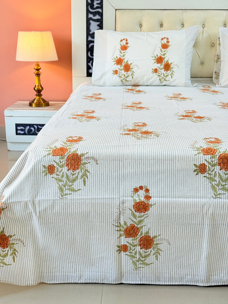 Floral Symphony Hand Blocked Sheet