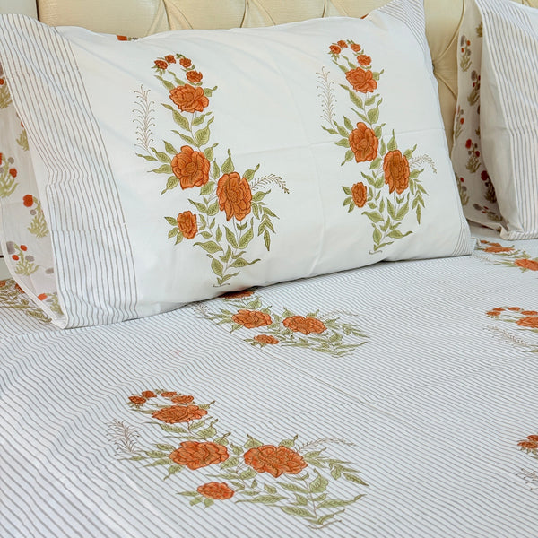Floral Symphony Hand Blocked Sheet