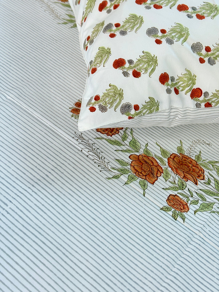Floral Symphony Hand Blocked Sheet