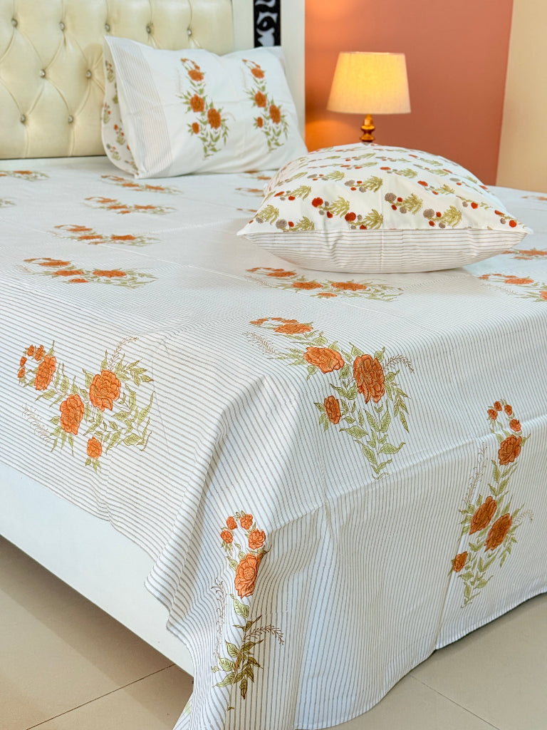 Floral Symphony Hand Blocked Sheet