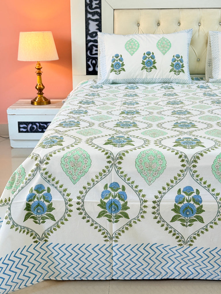 Flora Sutra Hand Blocked Sheet