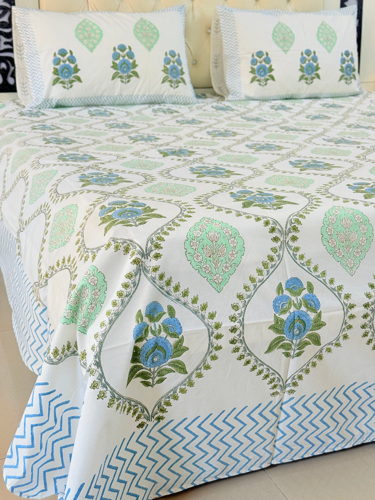 Flora Sutra Hand Blocked Sheet