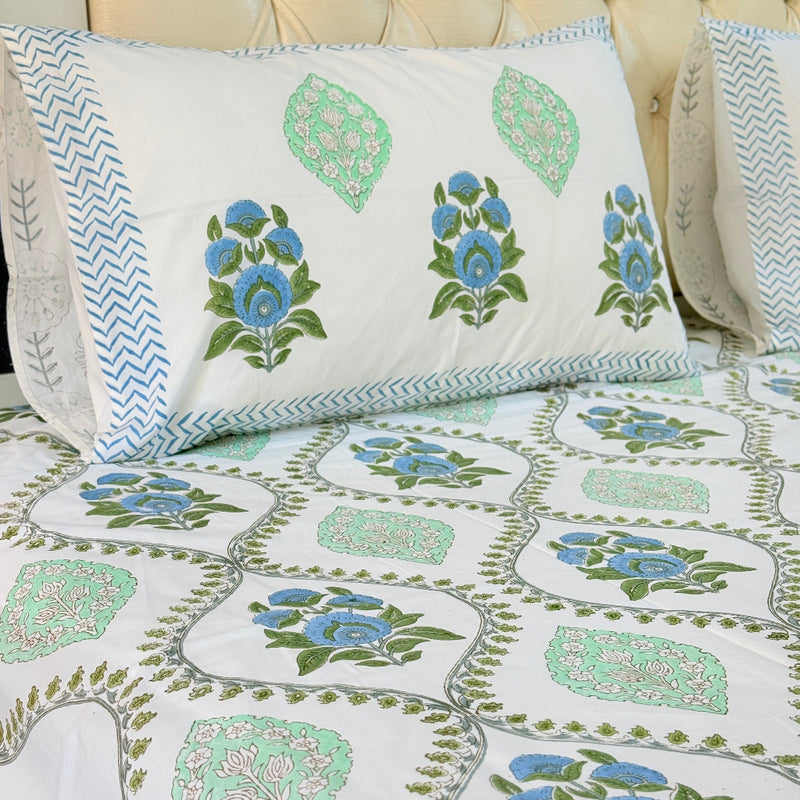 Flora Sutra Hand Blocked Sheet