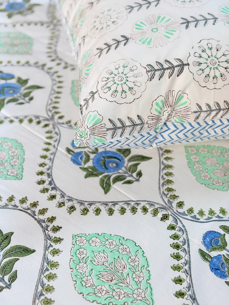 Flora Sutra Hand Blocked Sheet