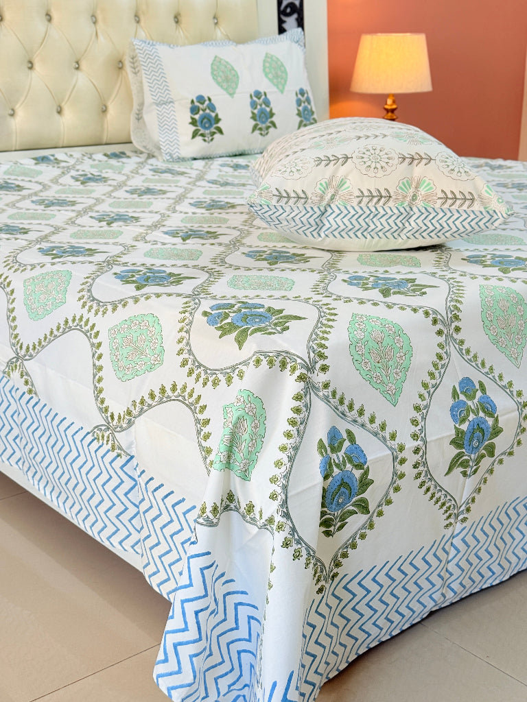 Flora Sutra Hand Blocked Sheet