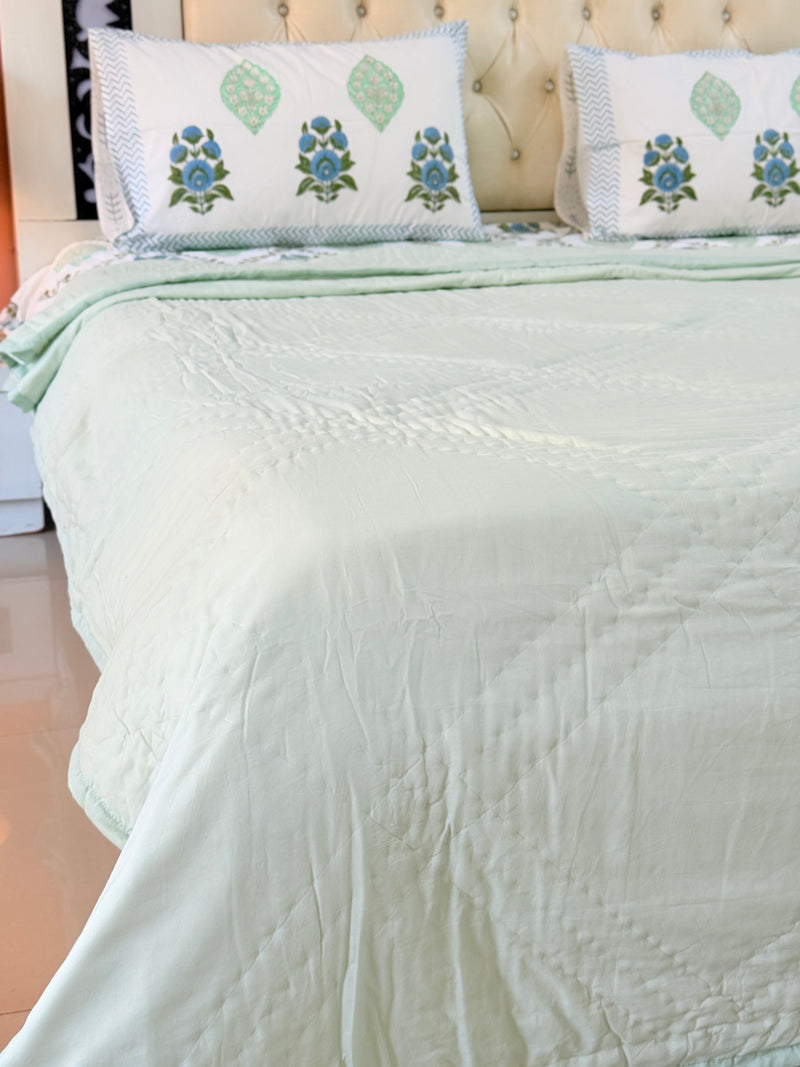 Lime Green Solid Hand Blocked Quilt