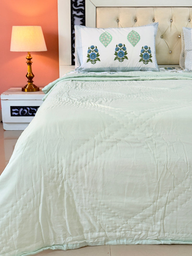 Lime Green Solid Hand Blocked Quilt