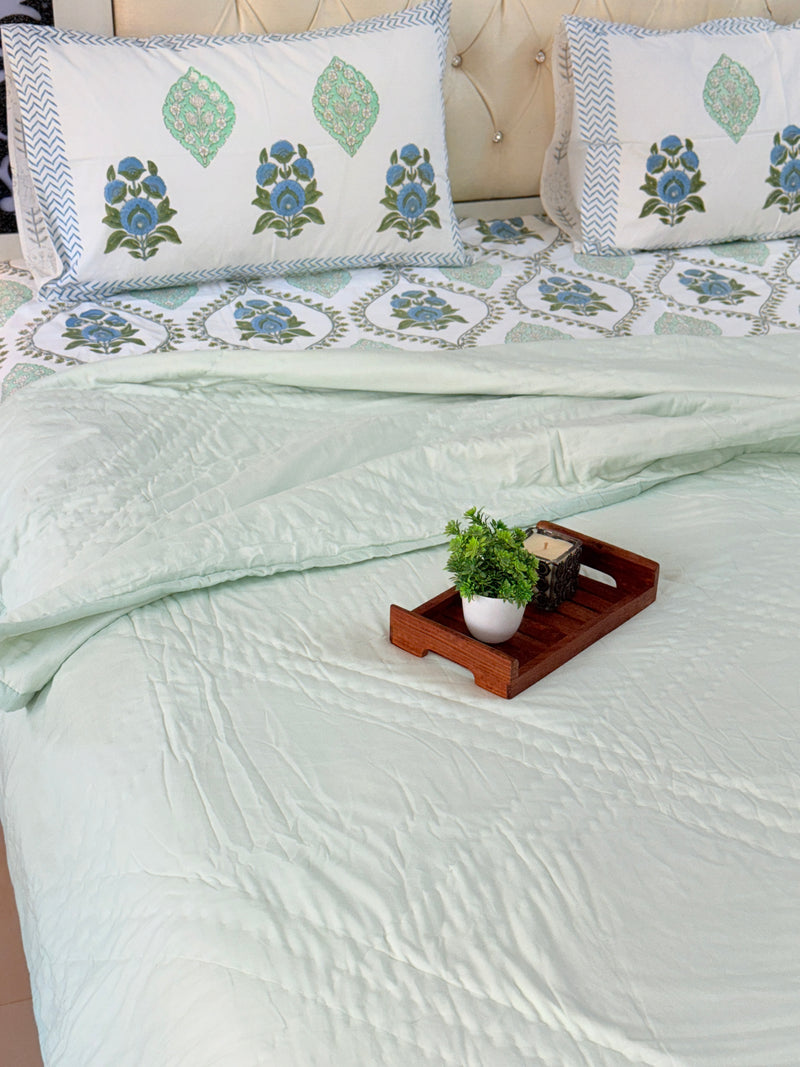 Lime Green Solid Hand Blocked Quilt