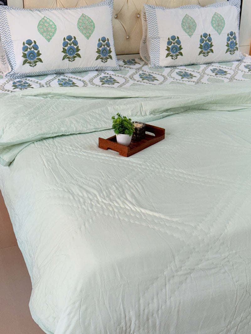 Lime Green Solid Hand Blocked Quilt