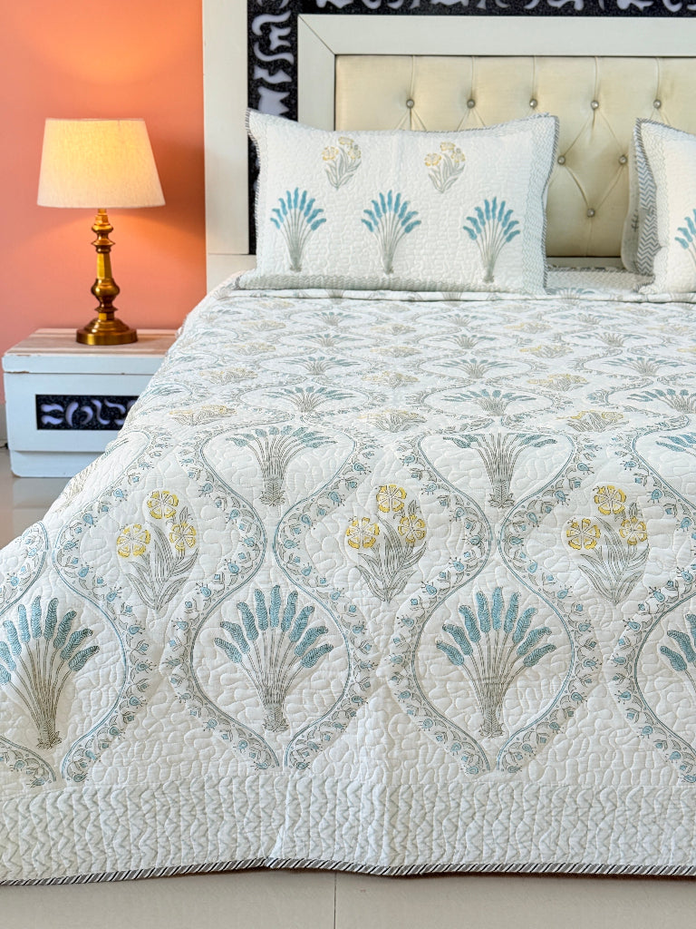 Featherlight Charm Hand Blocked Quilted Bedcover