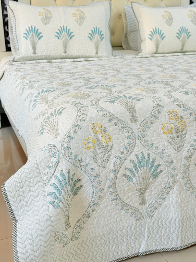 Featherlight Charm Hand Blocked Quilted Bedcover