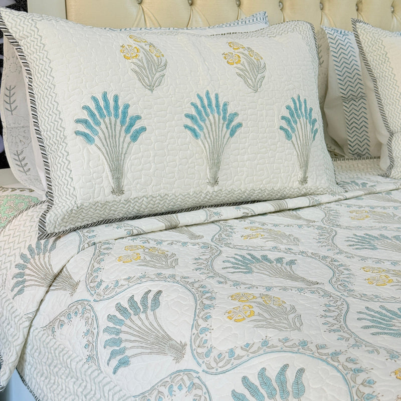 Featherlight Charm Hand Blocked Quilted Bedcover