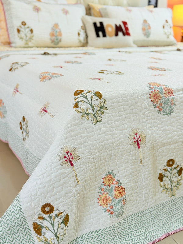 Elegance with Comfort Hand Blocked Quilted Bedcover