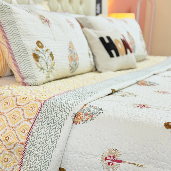 Elegance with Comfort Hand Blocked Quilted Bedcover