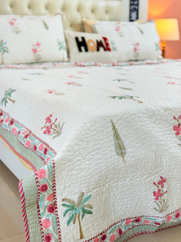 Vanika Hand Blocked Quilted Bedcover