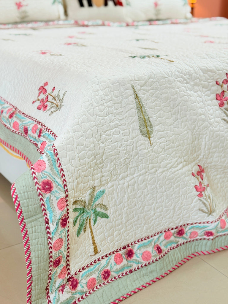 Vanika Hand Blocked Quilted Bedcover
