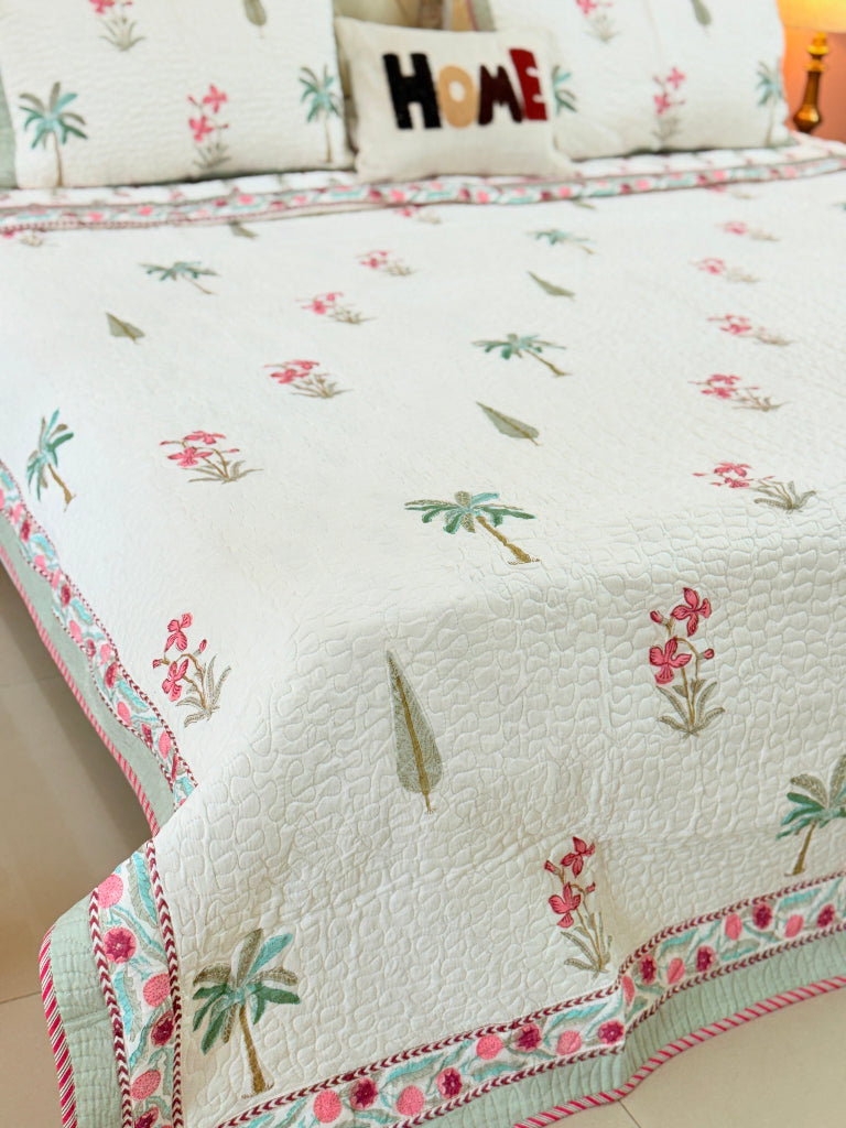 Vanika Hand Blocked Quilted Bedcover