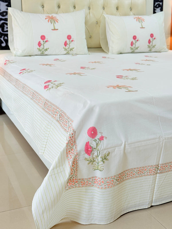 Palm with Florals Hand Blocked Sheet