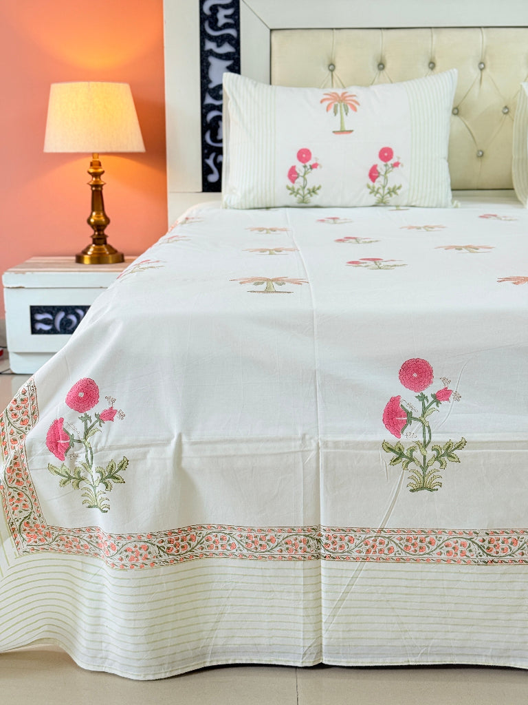 Palm with Florals Hand Blocked Sheet