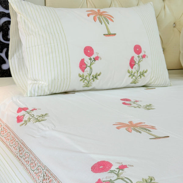 Palm with Florals Hand Blocked Sheet