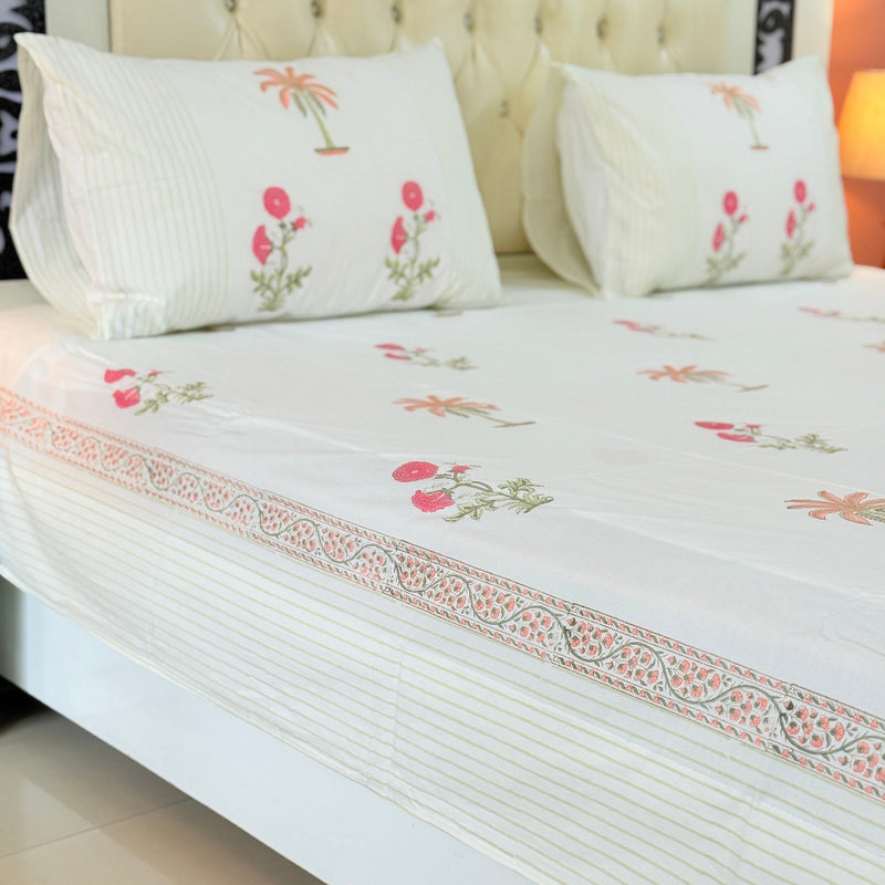 Palm with Florals Hand Blocked Sheet