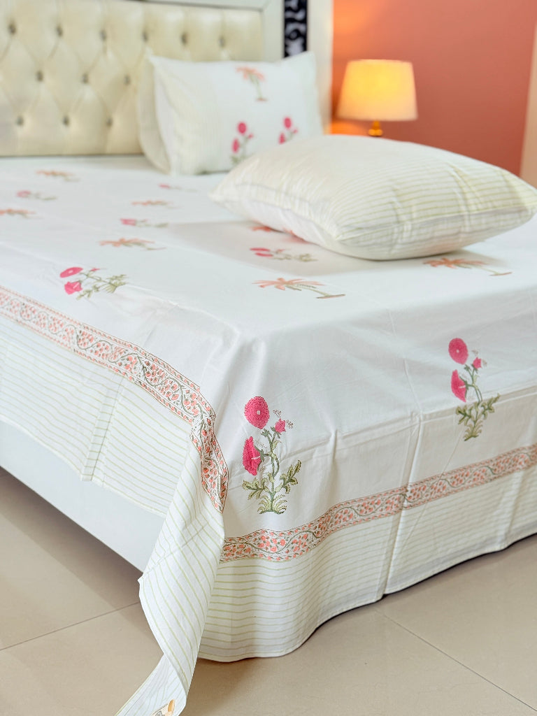 Palm with Florals Hand Blocked Sheet