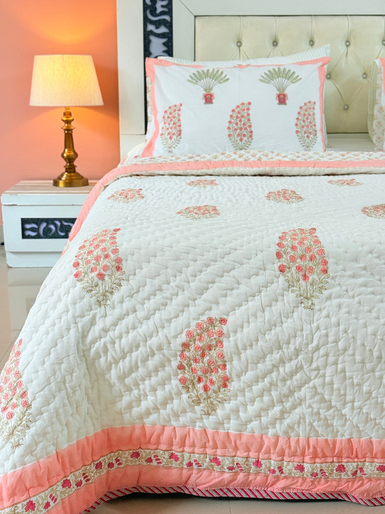 Perfect Peach Single Hand Blocked Quilt