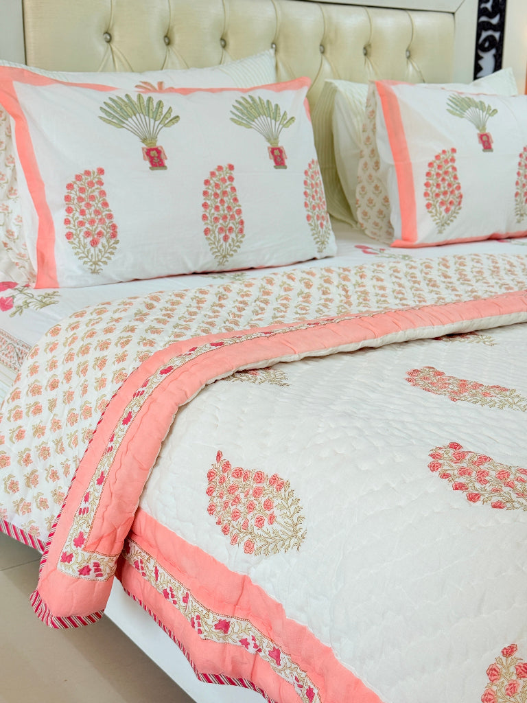 Perfect Peach Single Hand Blocked Quilt