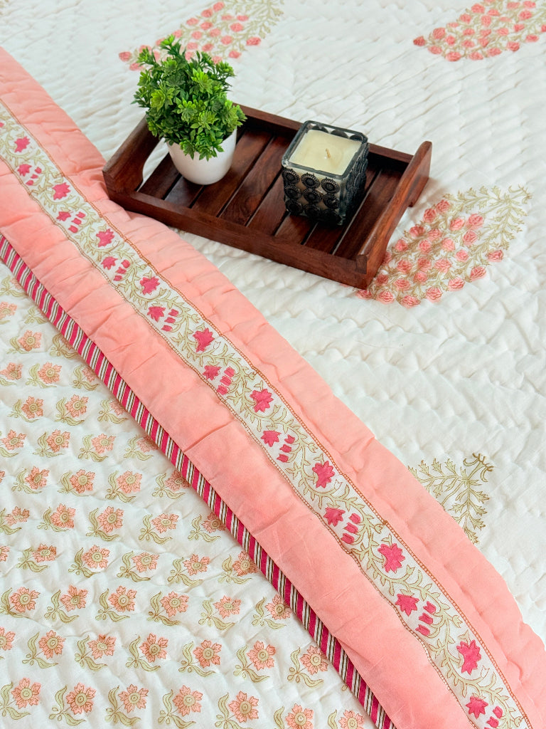 Perfect Peach Single Hand Blocked Quilt