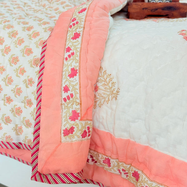 Perfect Peach Single Hand Blocked Quilt