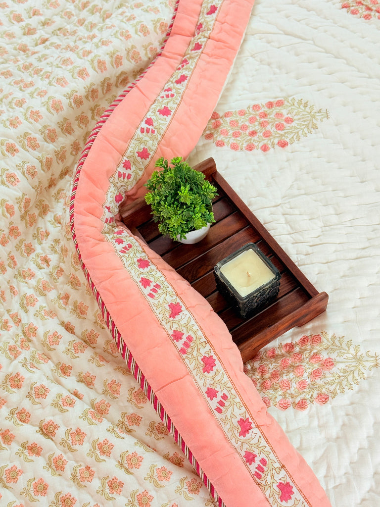 Perfect Peach Single Hand Blocked Quilt