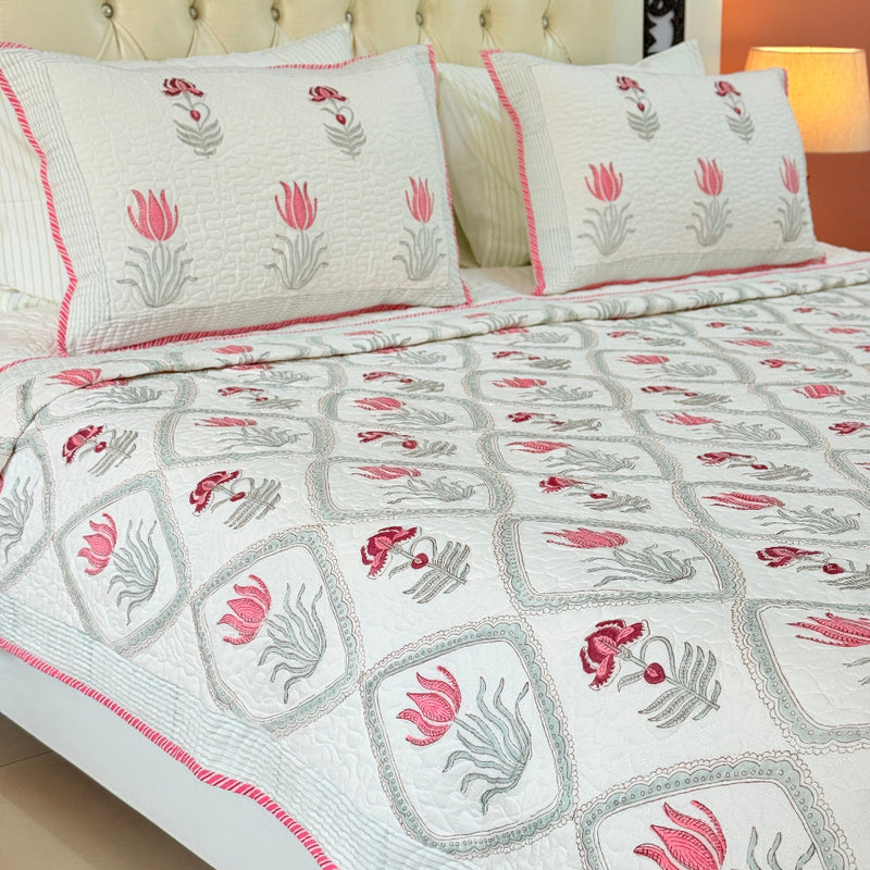 Thread Ritual Hand Blocked Quilted Bedcover