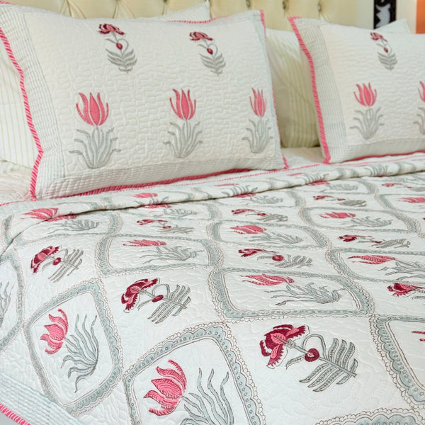 Thread Ritual Hand Blocked Quilted Bedcover