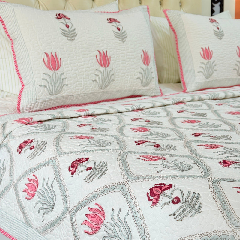 Thread Ritual Hand Blocked Quilted Bedcover