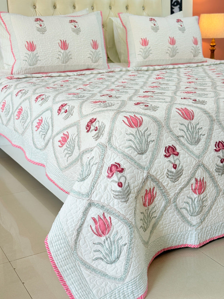 Thread Ritual Hand Blocked Quilted Bedcover