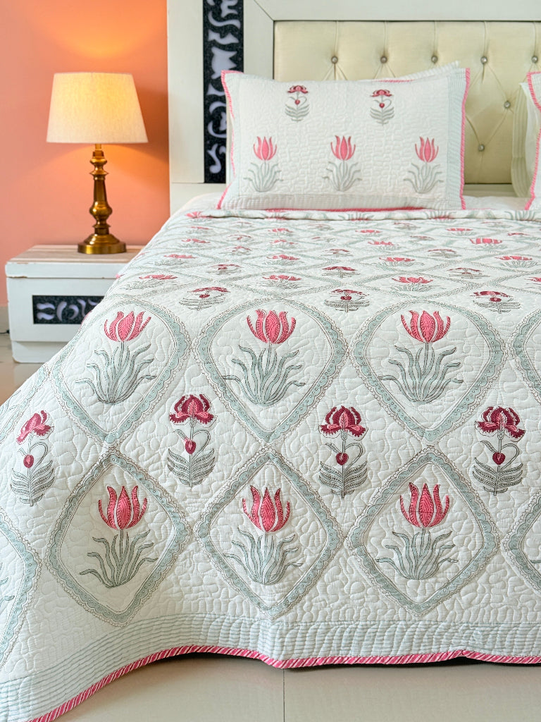 Thread Ritual Hand Blocked Quilted Bedcover