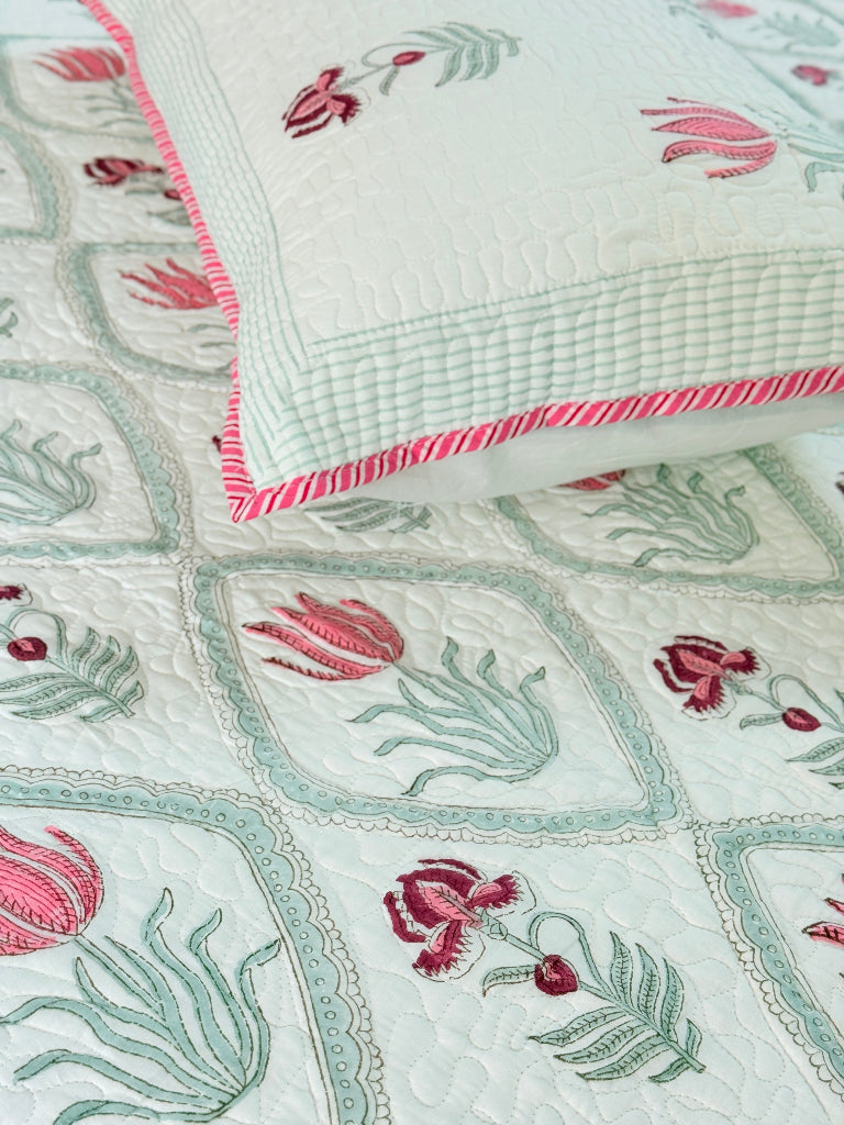 Thread Ritual Hand Blocked Quilted Bedcover