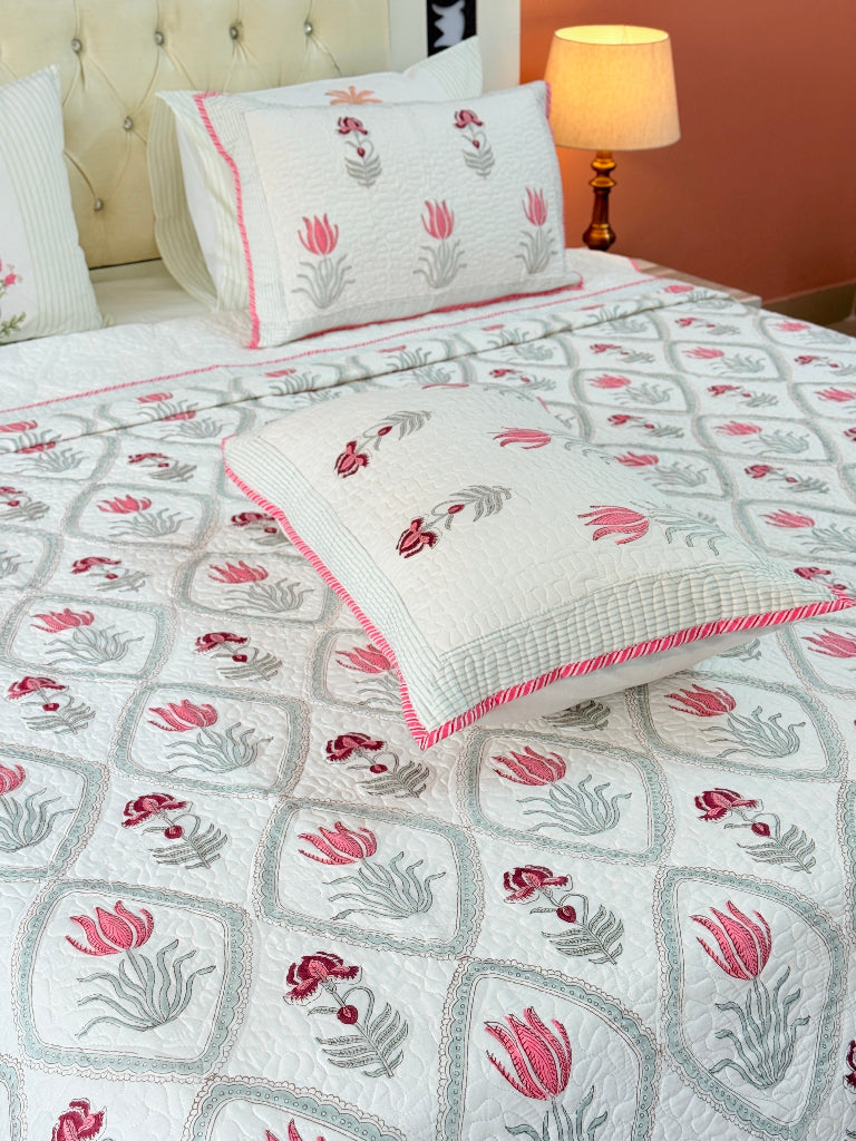 Thread Ritual Hand Blocked Quilted Bedcover