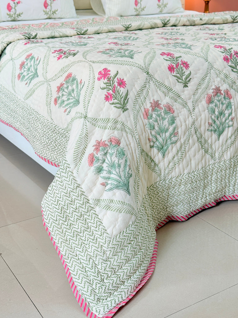 Blossom Trail Double Hand Blocked Quilt