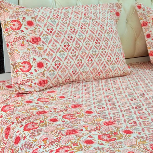 Pink Florals Ajrakh Hand Blocked Sheet