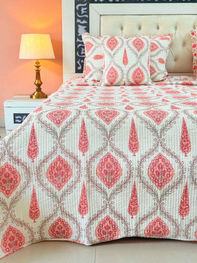 Botanik Garden Ajrakh Hand Blocked Bedcover